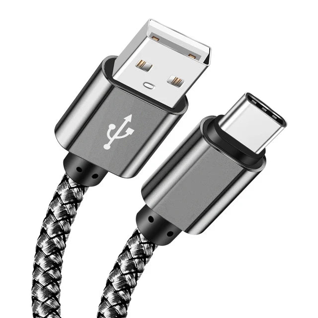 USB A to Type C Charging Cable 2A Fast Charger Nylon Data Cable 1M 2M 3M For Iphone Android Huawei Samsung TypeC Charging Device Beauty World Shop