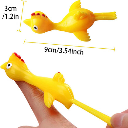 6-12pcs Novelty Catapulted Ejection Chicken Toy Light Rubber Finger Prank Flying Toy Slingshot Chicken Finger Toys Turkey Sticky Beauty World Shop