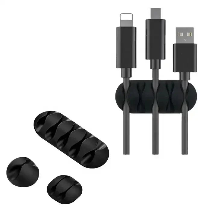 VIKEFON Cable Cord Wire Organizer Silicone USB Cable Winder Management Clips Self Adhesive for Mouse Keyboard Headset For iPhone Beauty World Shop