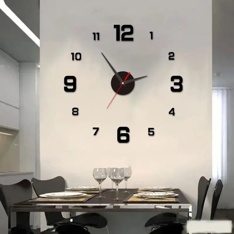 3D Creative Frameless DIY Wall Hanging Clock Wall Stickers Home Mute Digital Clock Living Room Office Wall Decoration Beauty Fashion