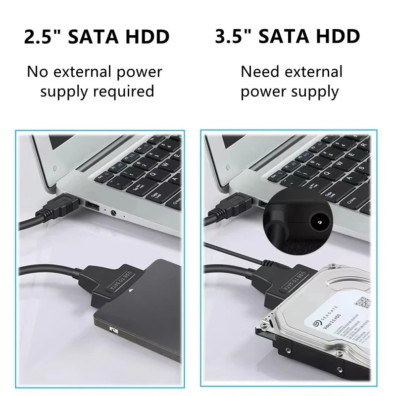 SATA to USB3.0 Cable SATA III Hard Drive Adapter Converter for 2.5" 3.5" SSD HDD Hard Drive Disk with 12V/2A Power Adapterer Beauty World Shop