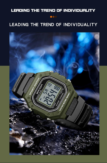 SANDA 2156 Fashion Mens Watch Military Water Resistant Sport Watches Army Big Dial Led Digital Wristwatches Stopwatches For Male Beauty World Shop