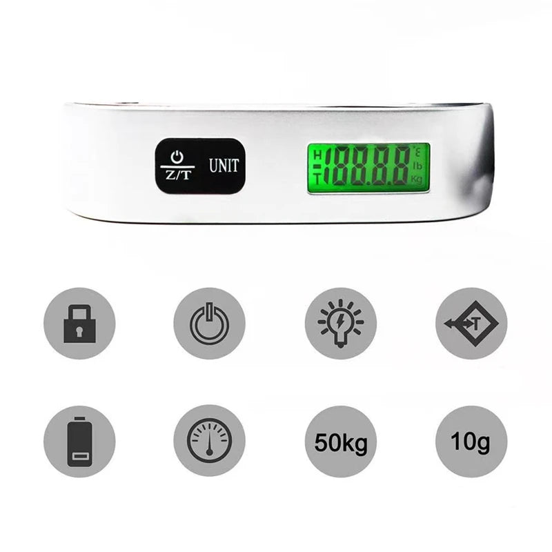 Portable Scale Digital LCD Display 110lb/50kg Electronic Luggage Hanging Suitcase Travel Weighs Baggage Bag Weight Balance Tools Beauty World Shop