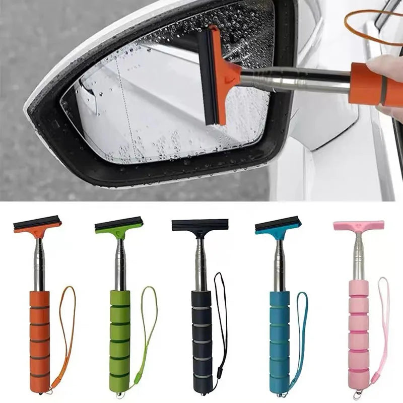 Car Rearview Mirror Wiper Cleaning Tool Auto Glass Mist Cleaner Scraper Car Accessories Handle Telescopic Window Cleaning Brush Beauty World Shop
