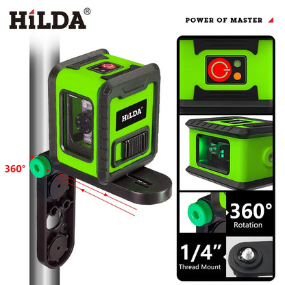 HILDA Laser Level Meter 2-Line Cross Green Level Laser Horizontal & Vertical Nivel Laser Self-Leveling лазерный уровень Men Gift Beauty World Shop