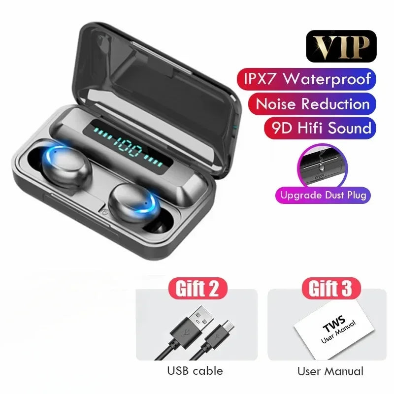 F9 Bluetooth Headphones 9D Stereo High Bass Sport Earphones Touch Control TWS Wireless Earbuds Waterproof Handsfree Headset Beauty World Shop