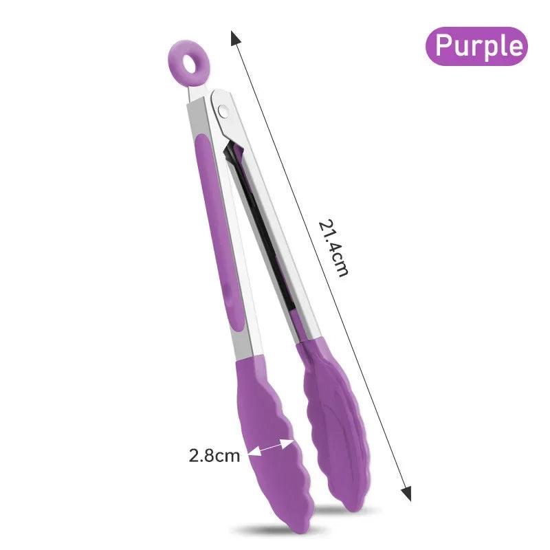 7 Inch Food Tongs Creative Non-slip BBQ Grilling Tongs Salad Bread Cooking Clip Clamp Serving Utensils Tongs Kitchen Accessories Beauty Trend Shop