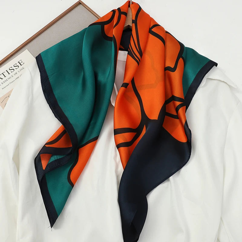 60Colors Luxury Scarf Women 70*70Cm Silk Feel Square Hair Wrapping Foulard Satin Shawl Big Size Head Bandana Hijab Handkerchief Beauty World Shop