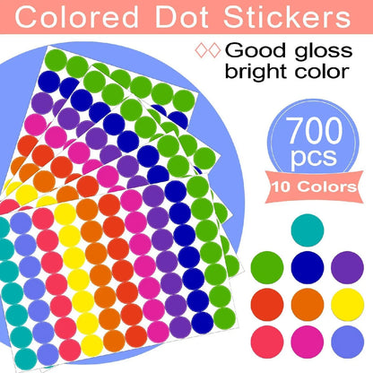 350-700pcs 10 Colors Colorful Dot Glue Stickers, Round Label Paper Round White Circle Round Code Sticker Self-adhesive Label Beauty World Shop