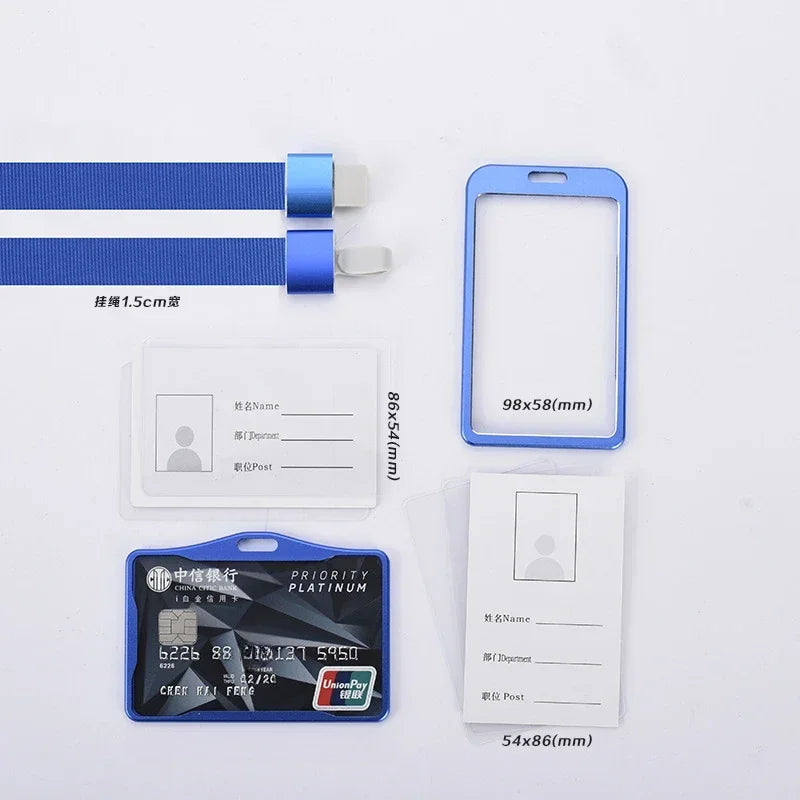 1 Pcs Aluminum Alloy Card Cover Case Bank Business Work Card Holder with ABS Retractable Badge Reel Credit ID Card Badge Bag Beauty World Shop