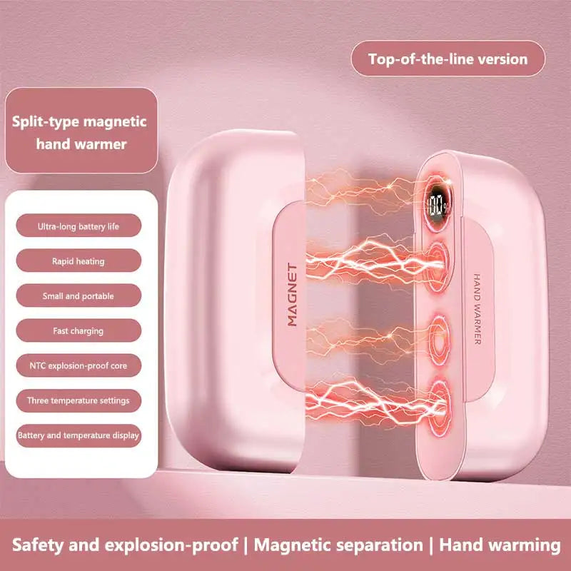 2-in-1 Magnetic Hand Warmer 60000mAh Fast charging Digital Display Mini Portable USB Rechargeable Pocket Heater 2026 Beauty World Shop