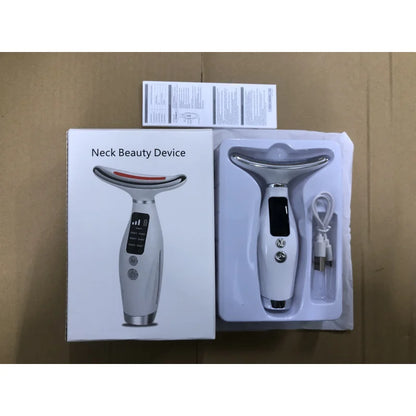 Portable 7 Colors LED Light Therapy Face Neck Massager 3 Gears Adjustable Gentle Vibration Anti Wrinkle Skin Tightening Lifting Beauty World Shop