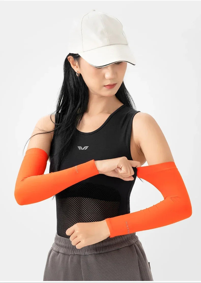 ROCKBROS Ice Silk Arm Sleeves Sun Protection UV Mangas Running Cycling Arm Warmers Sports Basketball Volleyball Cool Arm Sleeves Beauty World Shop