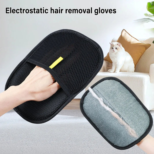Pet Hair Removal Gloves Pet Grooming Gloves Cats Hair Brush Dual Brush Static-Free Cat Hair Cleaning Tool Hair Stripping Mitts Beauty World Shop