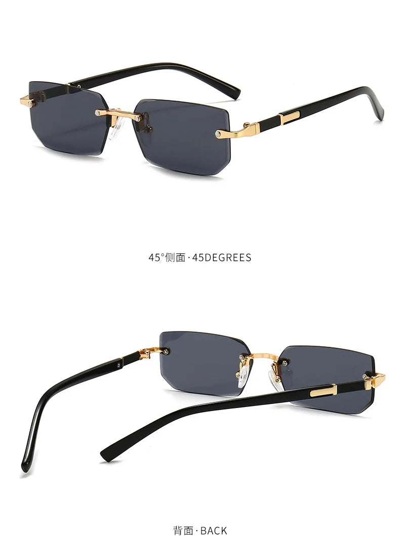 Rimless Sunglasses Rectangle Fashion Popular Women Men Shades Small Square Sun Glasses For Female Male Summer Traveling Oculos Beauty World Shop