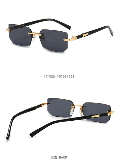 Rimless Sunglasses Rectangle Fashion Popular Women Men Shades Small Square Sun Glasses For Female Male Summer Traveling Oculos Beauty World Shop