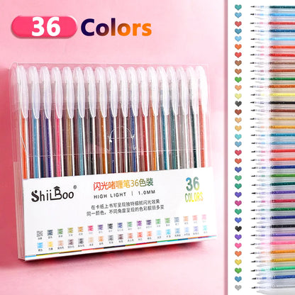 60 Colors Glitter Gel Pen 1.0mm Metal Glitter Color Ballpoint Pen Paper Cardstock Diary Drawing Marking Coloring DIY Art Beauty World Shop