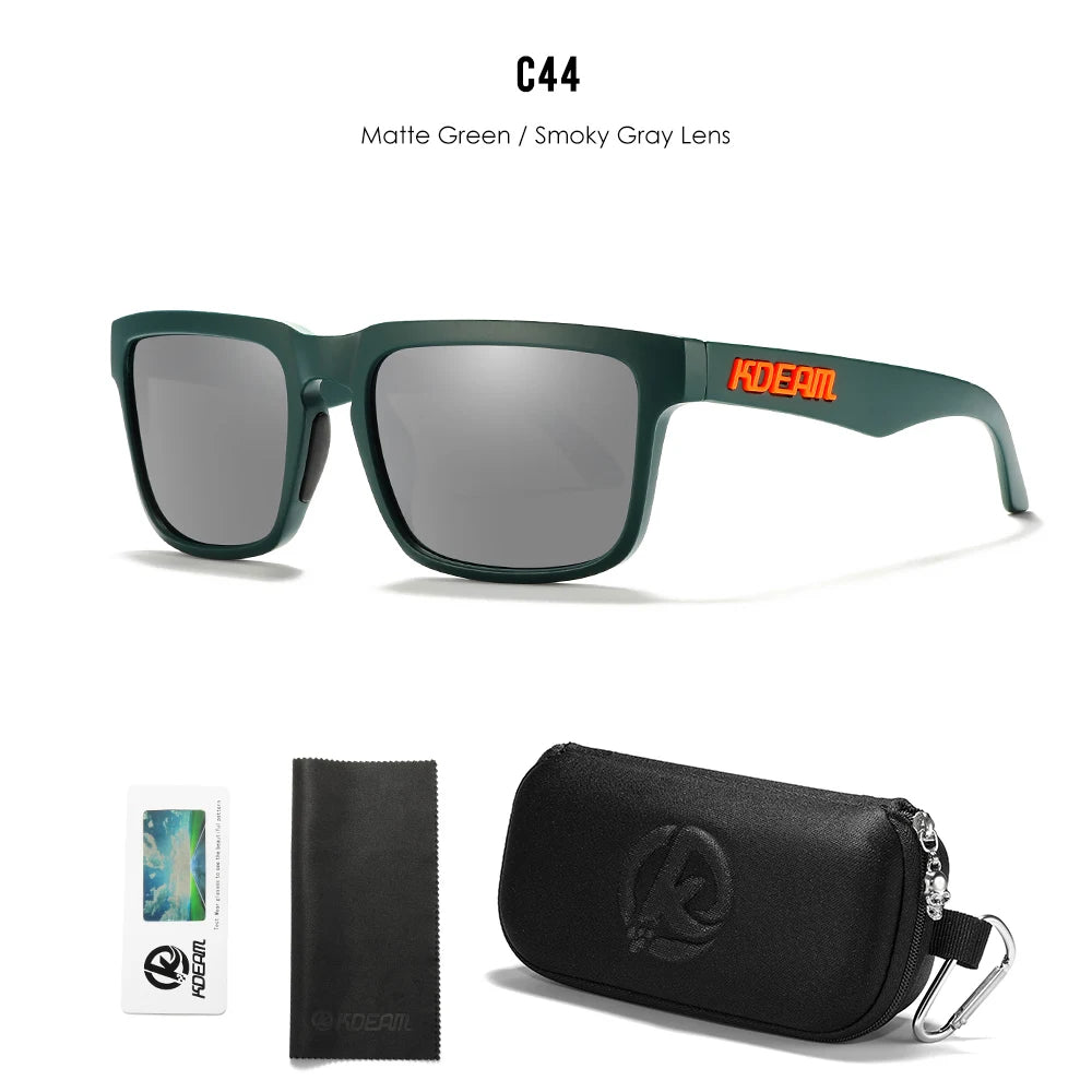 KDEAM Men's Polarized Sunglasses Square Casual Outdoors Sun Glasses Women Unisex Sunglass For Couple With Zipper Case Beauty World Shop