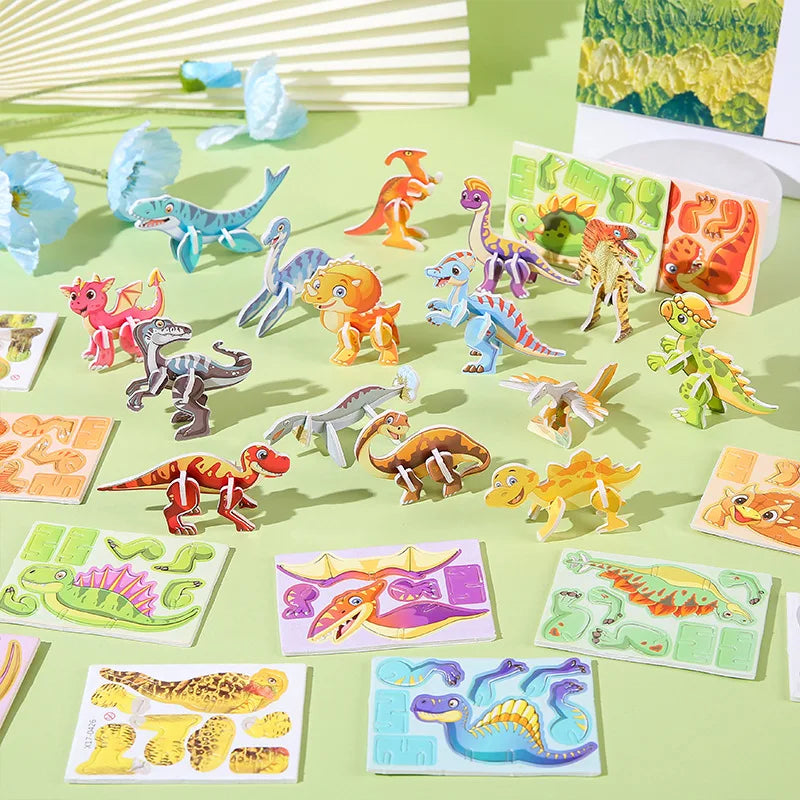30pcs 3D Jurassic Dinosaur Cute Animals Enlightenment Paper Puzzle Puzzle Puzzle Cartoon Learning Education Puzzle Christmas Toy Beauty World Shop
