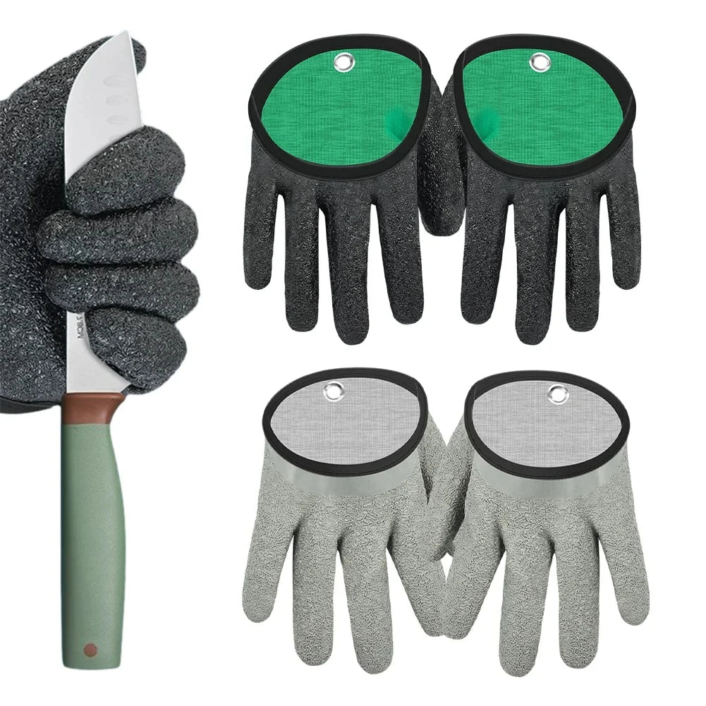 Fishing Gloves Catch Fish Anti-slip Durabl Knit Full Finger Waterproof Work Cutproof Glove Clasp Left Right Apparel Protect Hand Beauty World Shop