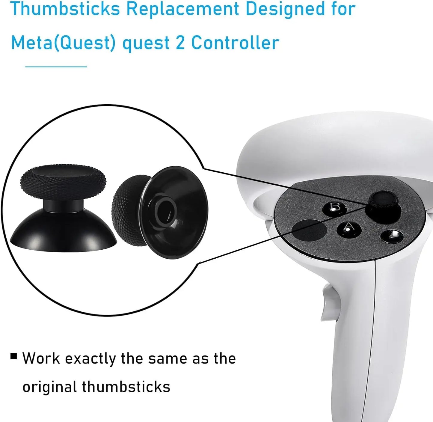 Thumbsticks for Oculus Quest 2 Controller Joystick Replacement Kit for Meta Quest 2 Thumbstick Caps with Tools