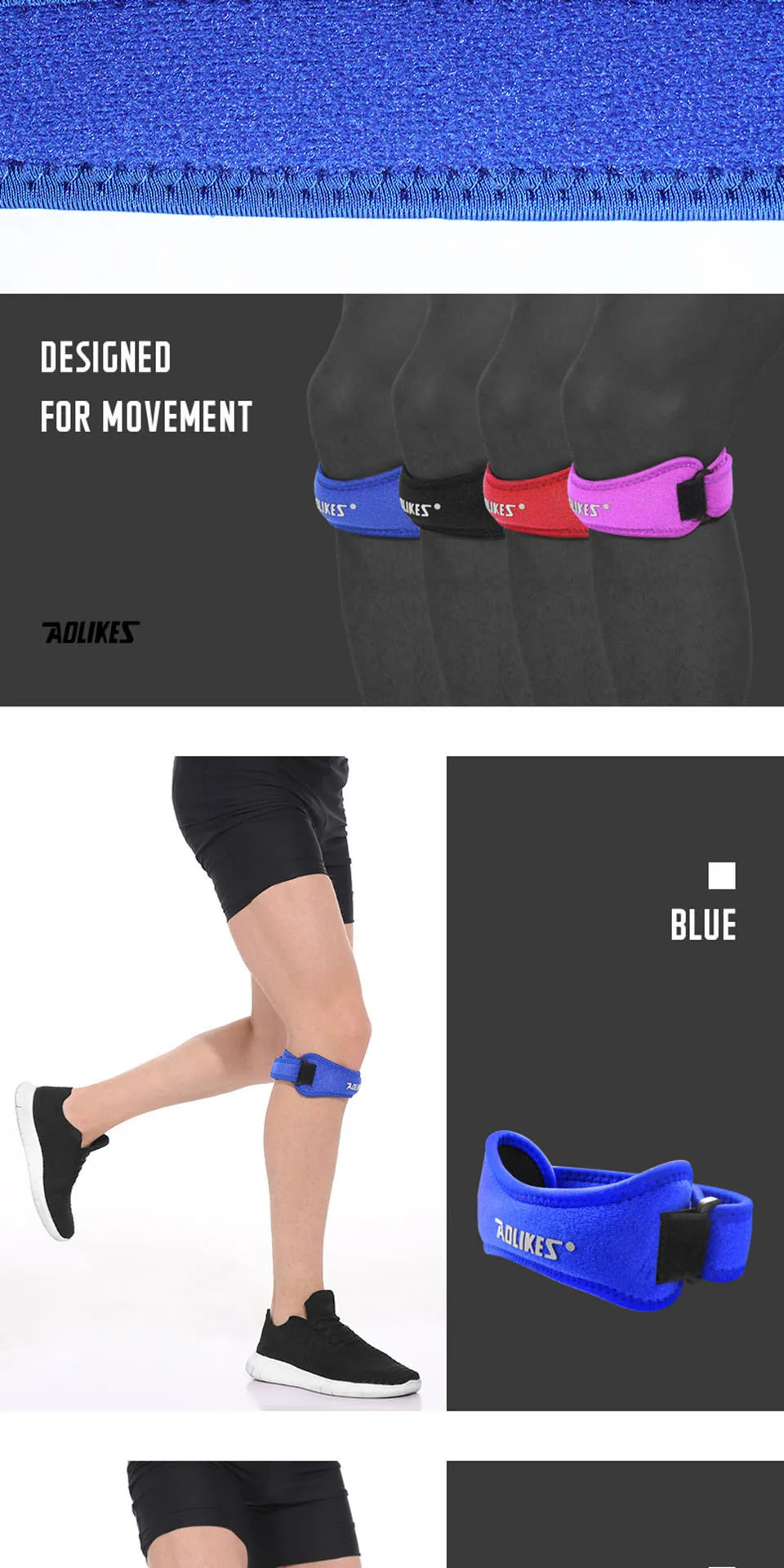 AOLIKES 1PCS Knee Braces for Knee Pain,Patella Knee Support Strap,Adjustable Patellar Tendon Stabilizer Band for Basketball Beauty World Shop