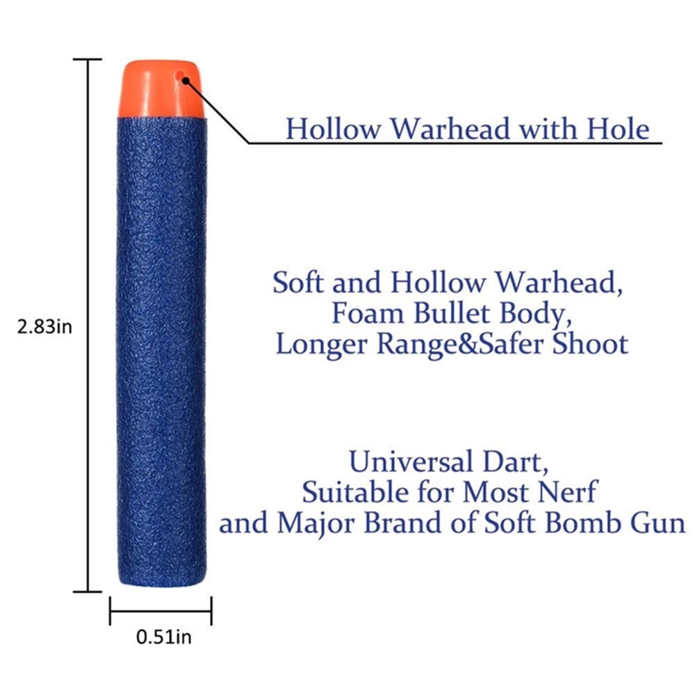 Blue Soft Hollow Hole Head Bullets 7.2cm For Nerf Refill Darts Toy Gun Bullets For Nerf Series Blasters Xmas Kid Children Gift Beauty Fashion