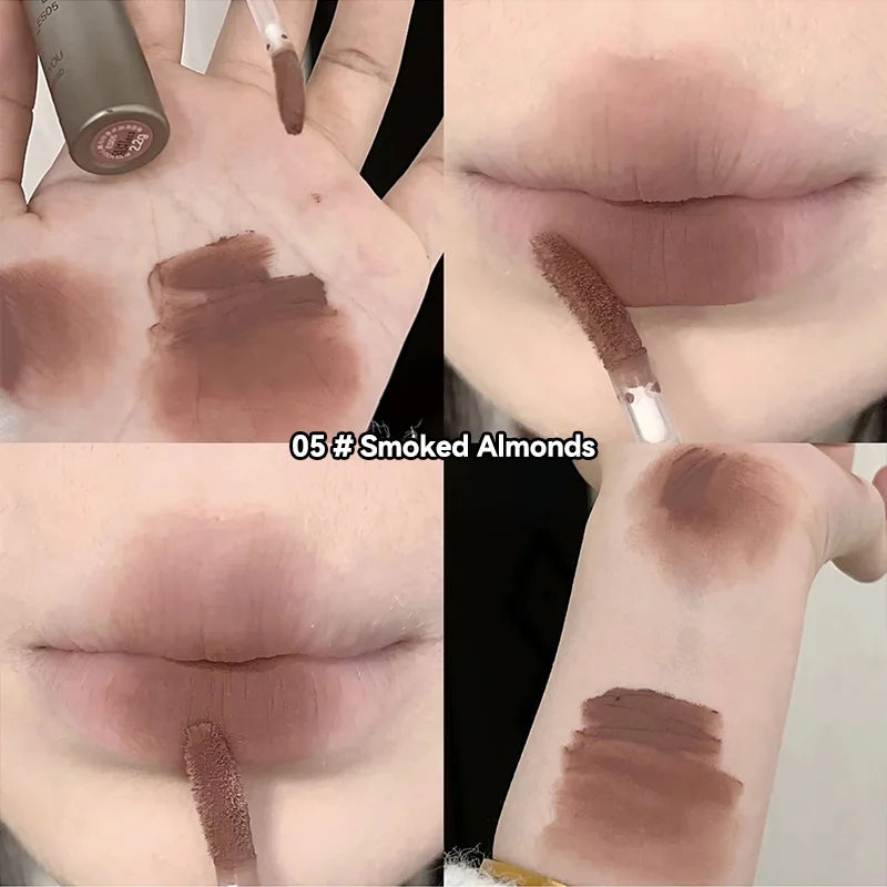 DIXI Mini Silver Tube Matte Lip Glaze — Velvet Finish, Skin-Enhancing, Versatile Low-Saturation Latte Shade Beauty Trend Shop