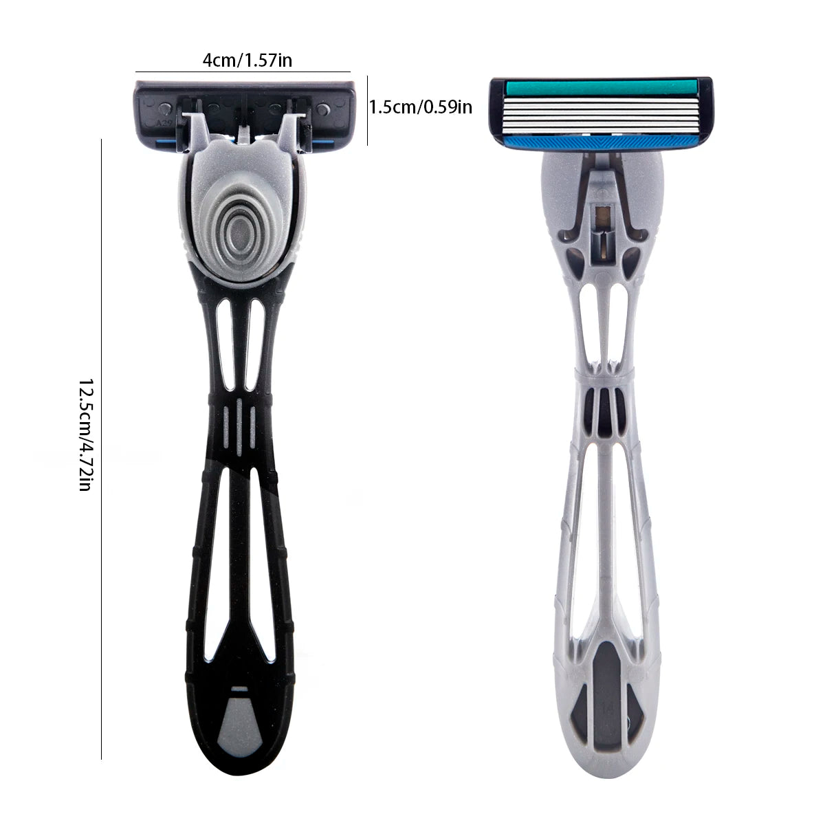 1 Handle + 12 / 17 Blades/ Men Women Manual Safety razor 6-Layer Stainless Steel Hair Removal Shaving Replaceable Shaver Head Beauty World Shop