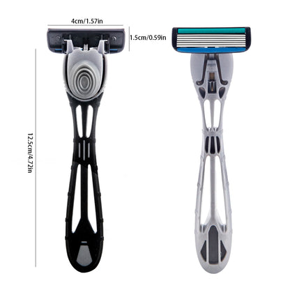 1 Handle + 12 / 17 Blades/ Men Women Manual Safety razor 6-Layer Stainless Steel Hair Removal Shaving Replaceable Shaver Head Beauty World Shop