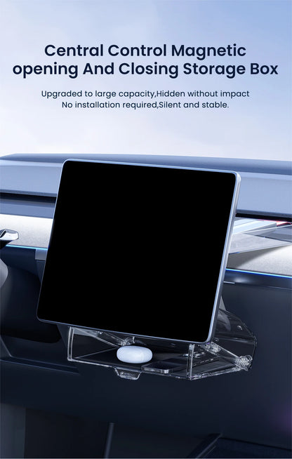 YZ For New Tesla Highland Model 3 Y Juniper Tray Magnetic Under Screen Fold Storage Box ETC Screen Storage Box Accessories Beauty World Shop