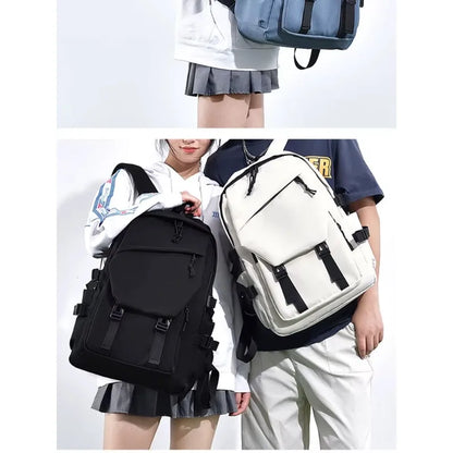 One 15 Inch Polyester Waterproof Solid Color Simple Men's Backpack Fashion Couple Student Computer Backpack Beauty World Shop