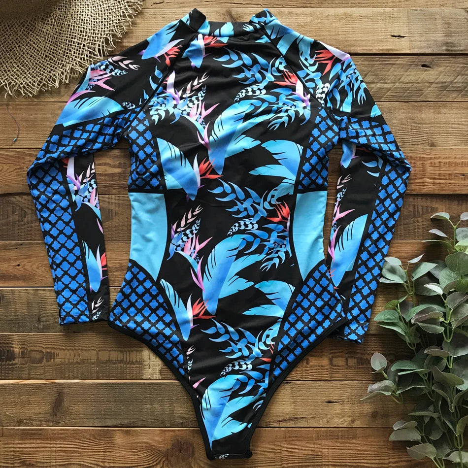 2026 Surfing Sport Swimsuit Long Sleeves Women One Piece Swimsuit  Swimwear Solid Monokini Bathing Suit Tropical Bodysuit Female Beauty World Shop