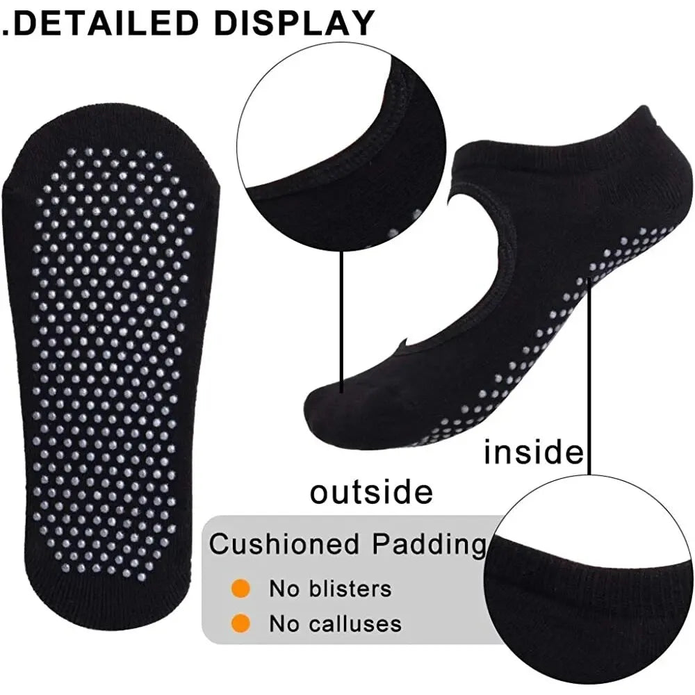 Backless Non-slip Fitness Yoga Socks Cotton Women Sport Pilates Socks Ballet Dance Slippers Barefoot Sock Workout for Gym Beauty World Shop