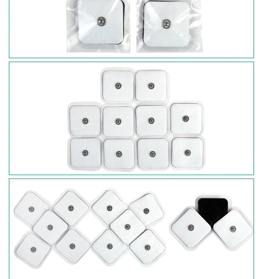 10/20/50pcs Non-woven Electrode Pads 4x4cm Snap On Replacement For Tens Acupuncture Digital Machine Slimming Massager Therapy Beauty World Shop
