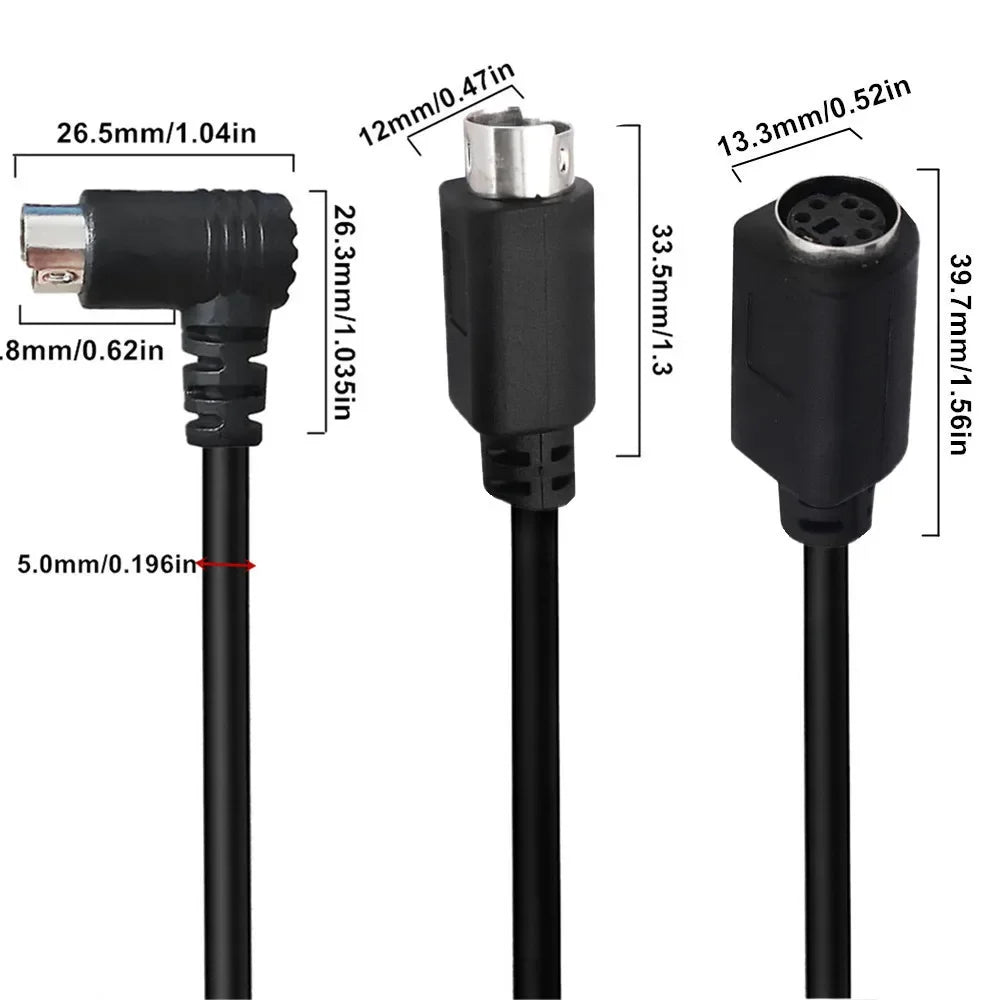 Mini DIN 6-Pin Adapter Cable 6 Pin  PS/2 PS2  Data Cable Male to Male to Female Straight and Elbow Mini DIN 6Pin