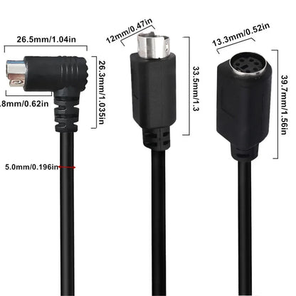 Mini DIN 6-Pin Adapter Cable 6 Pin  PS/2 PS2  Data Cable Male to Male to Female Straight and Elbow Mini DIN 6Pin