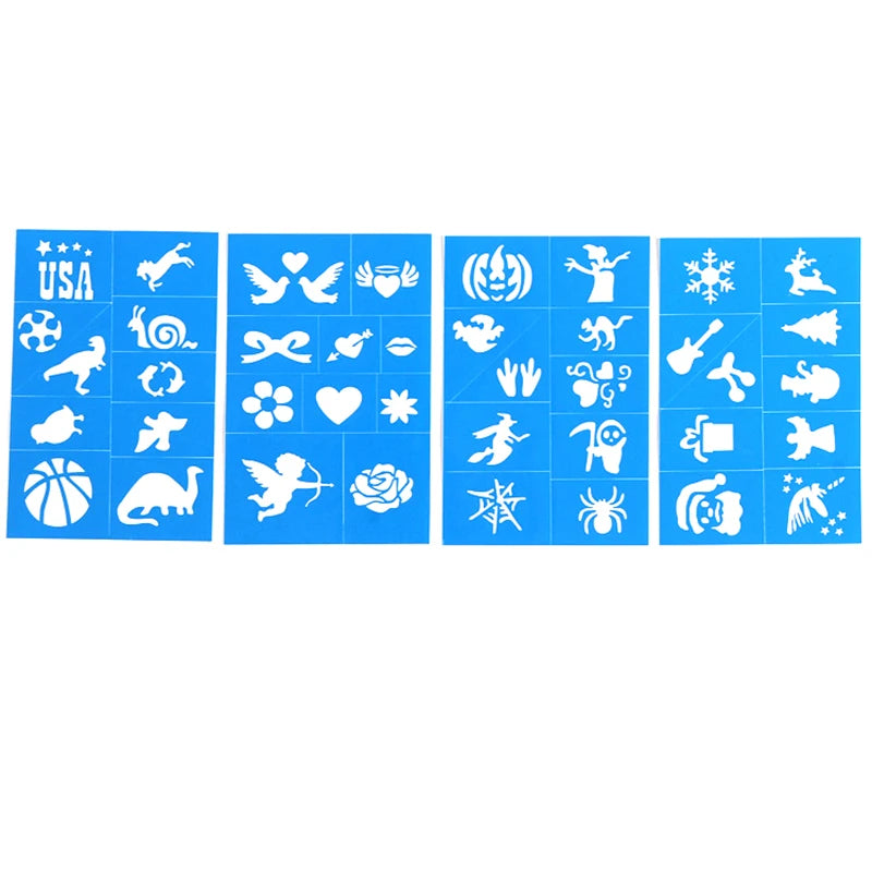 Halloween Face Kids Tattoos Templates Painted Stencils Glitter Airbrush Child Face Paint Tattoos Stencil (Random Patterns) Beauty World Shop