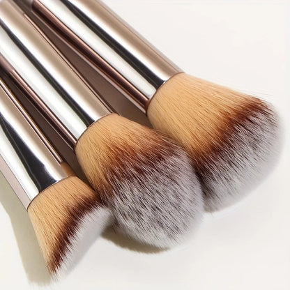 10 Pcs Champagne Gold Makeup Brushes Complete Set of Foundation Loose Powder Blush Concealer Eye Shadow Professional Set Beauty World Shop
