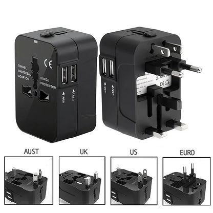 Universal Travel Adapter EU UK US AU AC Power Charger Adapter Outlet Converter Socket Plug Adaptor Connector with Dual USB Port Beauty World Shop