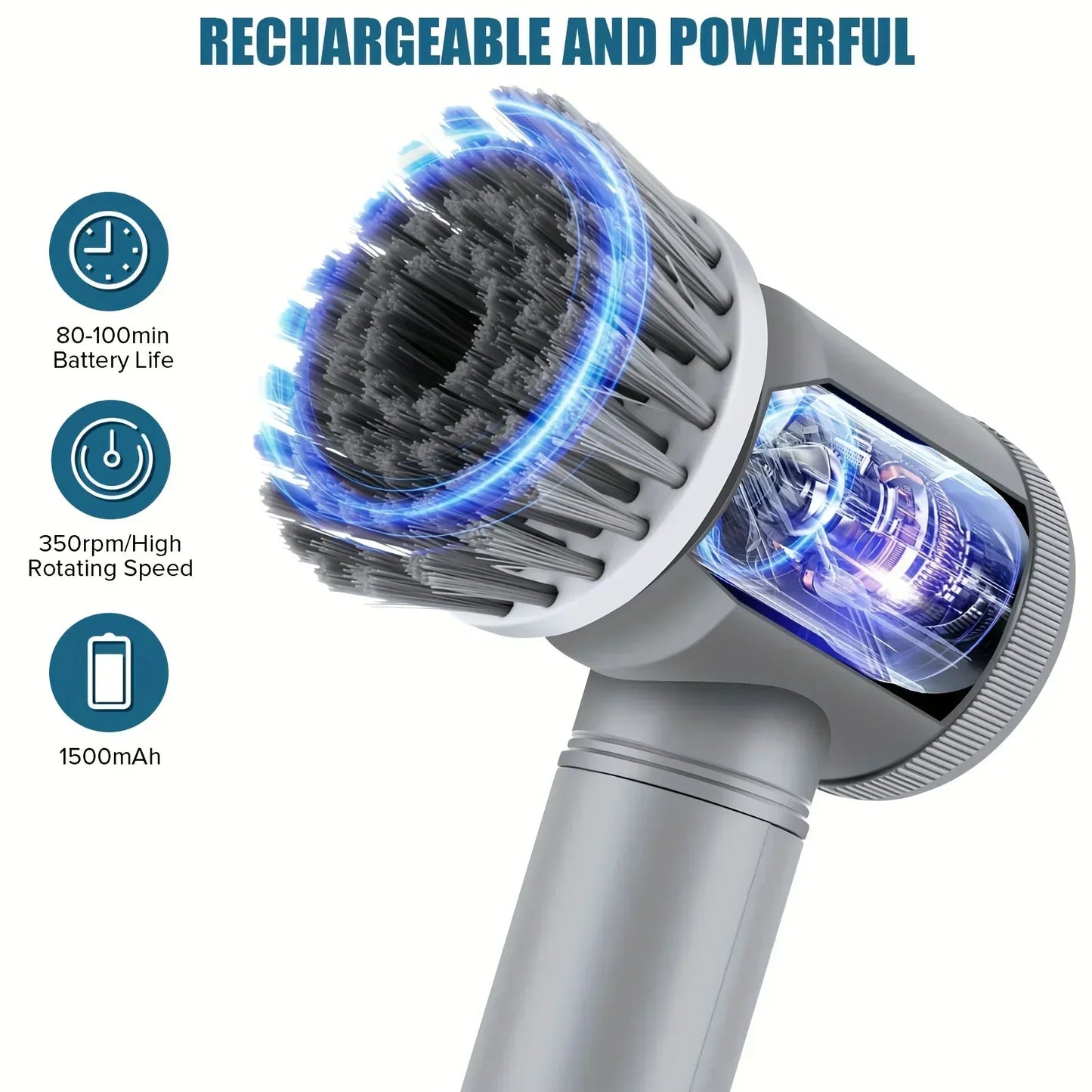 Electric Spin Scrubber, Bathroom Cordless Cleaning Brush Power Scrubber with 5 Replaceable Brush Heads, Electric Cleaning Brush Beauty World Shop