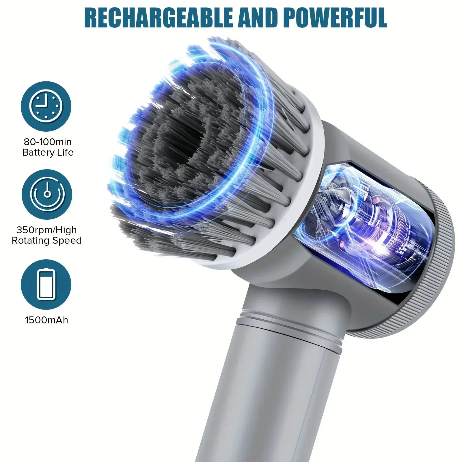Electric Spin Scrubber, Bathroom Cordless Cleaning Brush Power Scrubber with 5 Replaceable Brush Heads, Electric Cleaning Brush Beauty World Shop