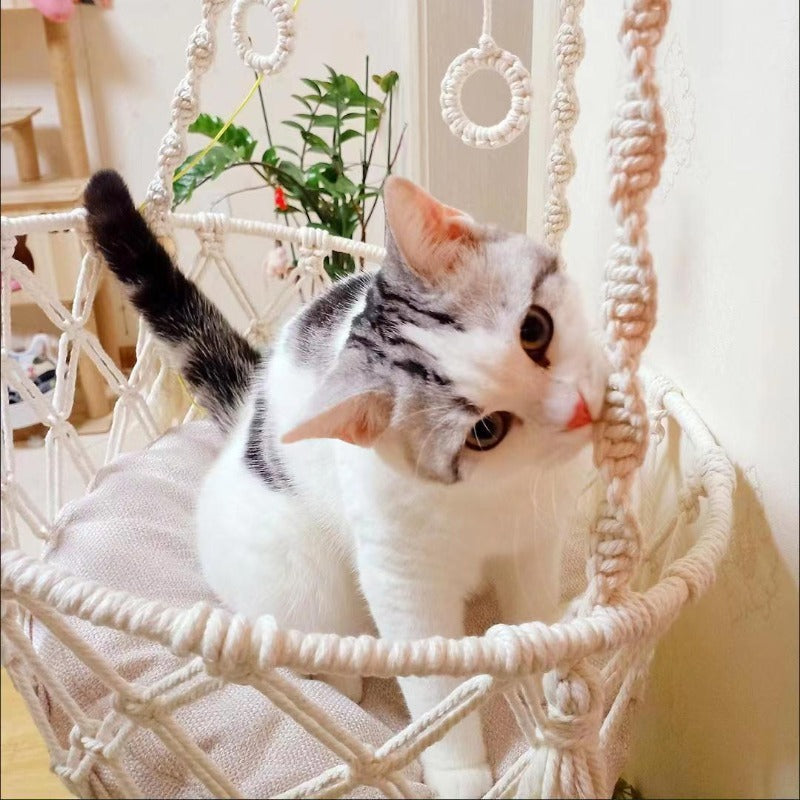 Winter Pet Hammock Cat Swing Hand Woven Cotton Rope Cats Hanging Basket  Kitten Hanging String Den Indoor Pend Nest Pet Supplies Beauty World Shop