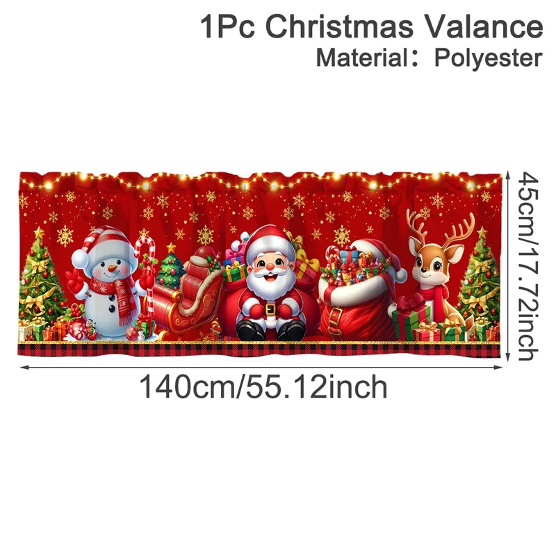 Christmas Short Curtains Valances Merry Christmas Decorations For Home 2025 Xmas Navidad Kitchen Bedroom Ornaments New Year 2026 Beauty World Shop
