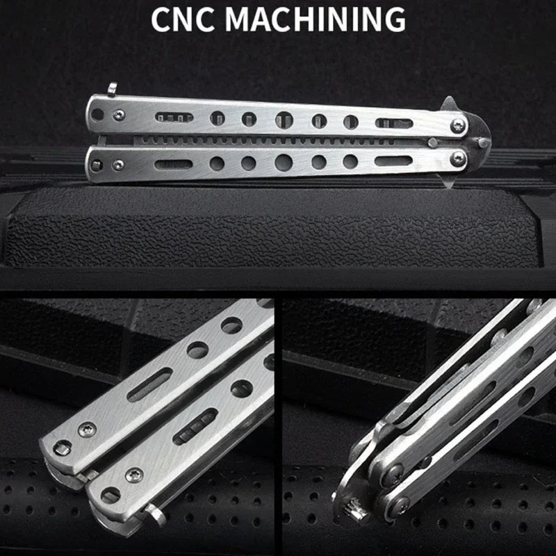 Foldable Comb Stainless Steel Practice Training Butterfly Knife Comb Beard Moustache Brushe Salon Hairdressing Hair Styling Tool Beauty World Shop