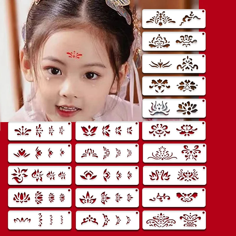 Makeup Template Women Kids DIY Supplies Hollow Flowers Temporary Tattoo Stencil For Drawing Molds Face 15*4.5cm Beauty World Shop