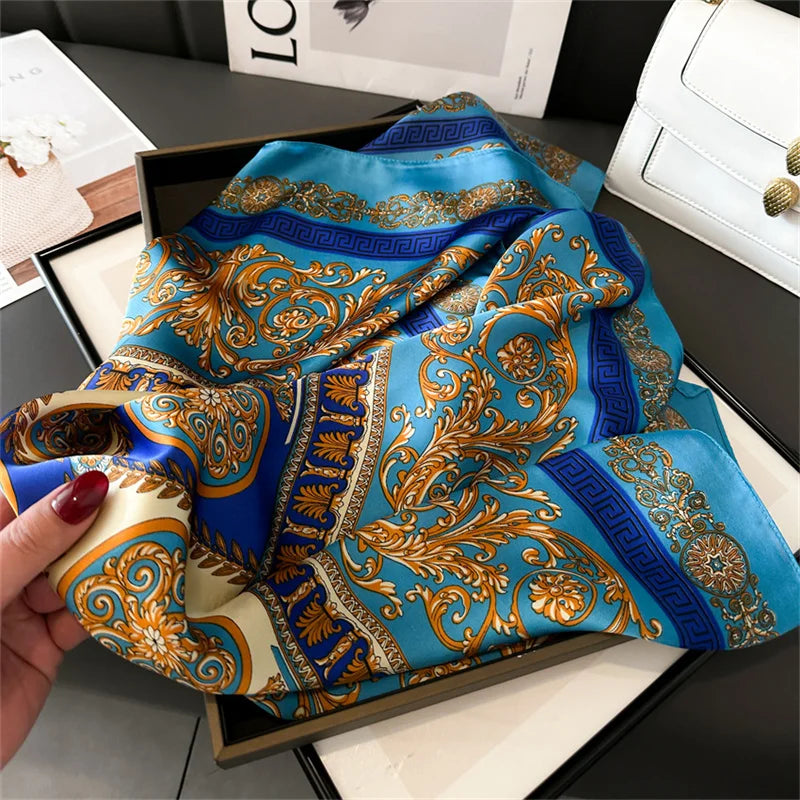 2025 New Fashion Luxury Printed Square Shawl Women 70x70cm Pashmina Silk Scarf Neck Headband Bandana Beauty World Shop