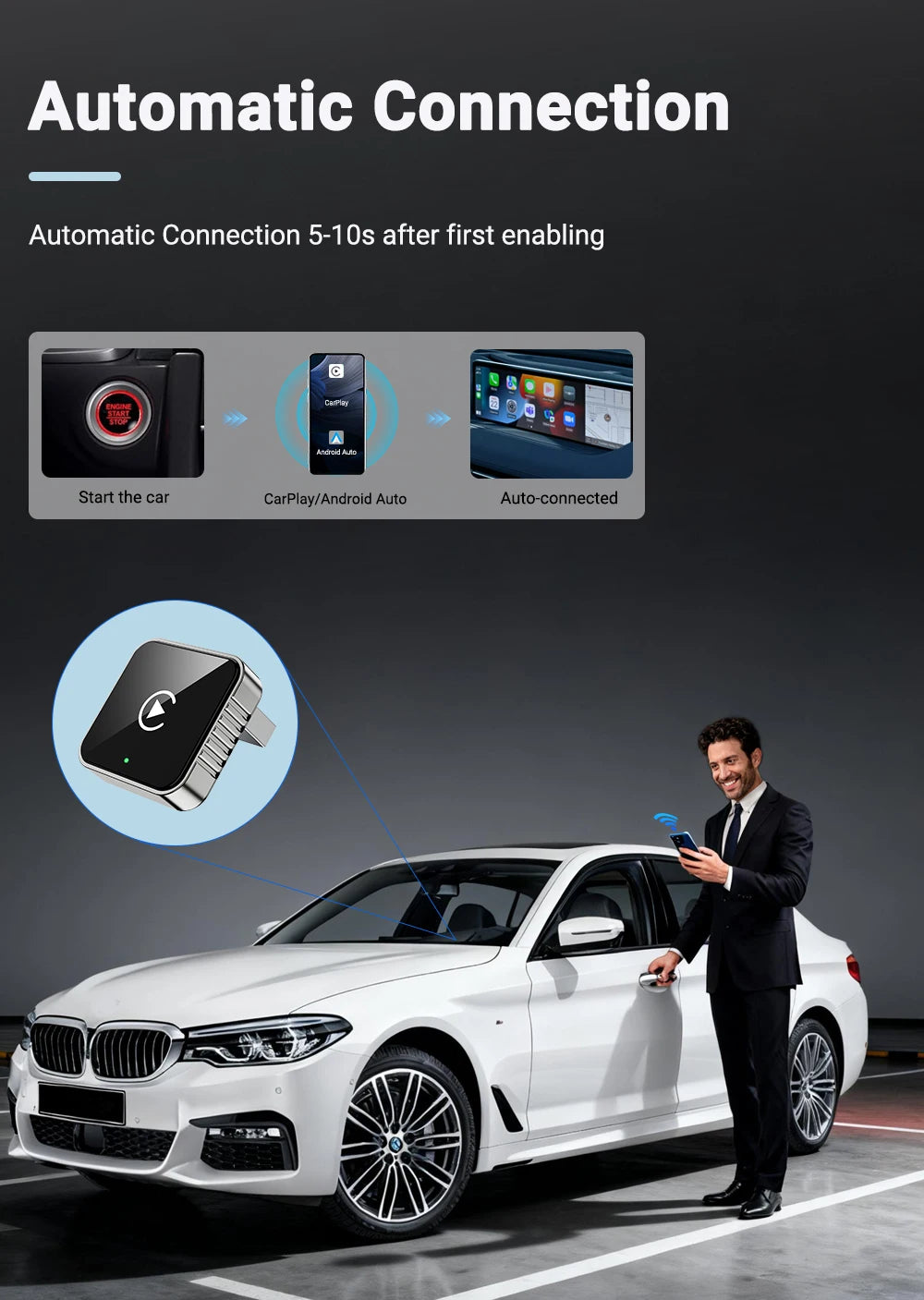 XUDA 2 in1 Wired to Wireless CarPlay Android Auto Adapter for OEM Car Stereo With USB Dongle Smart Mini Box Plug and Play Blueto Beauty World Shop