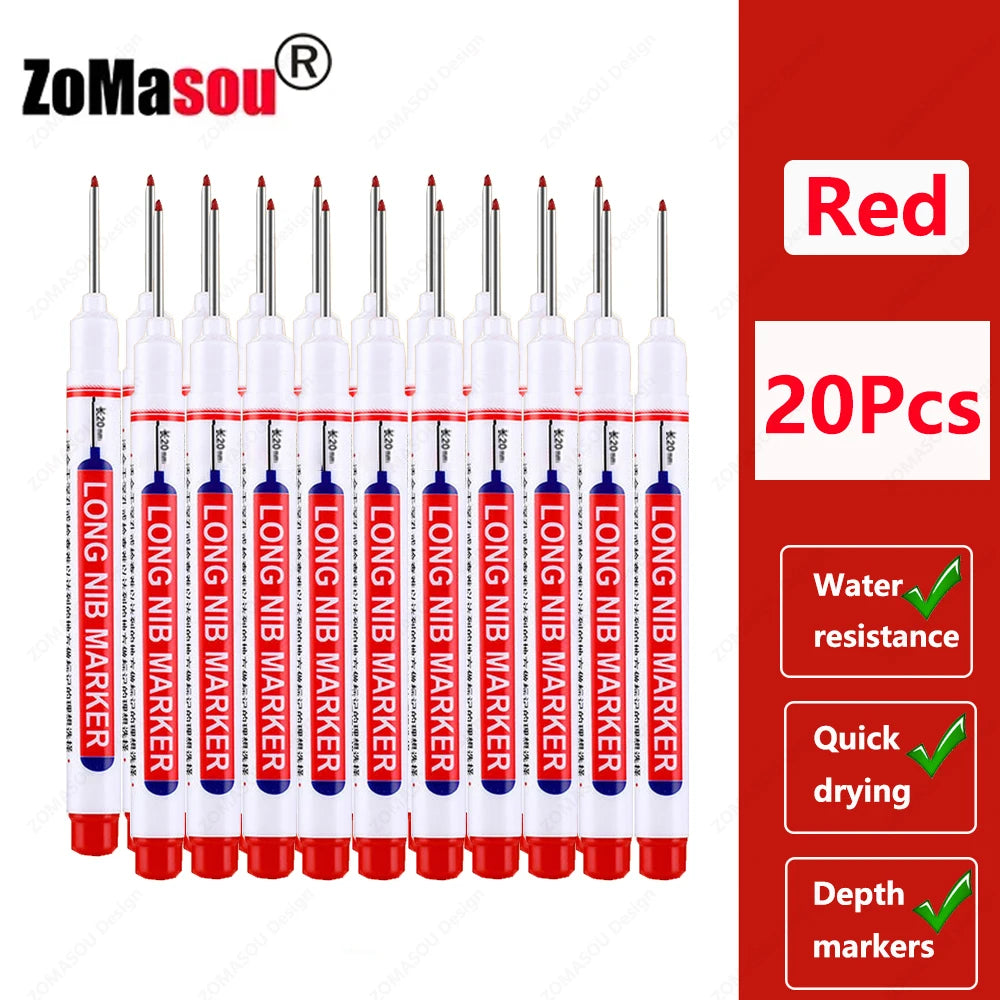 1-100Pcs 2cm Waterproof Long Head Markers Deep Hole Marker Pen for Metal Carpenter Red/Black/Blue/Green Ink Woodworking Tools Beauty World Shop
