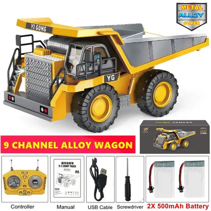 4WD Remote Control Excavator 4x4 Alloy Dump Truck Bulldozer Radio Model RC Car Construction Vehicle Toy Children Kids Gifts Beauty World Shop